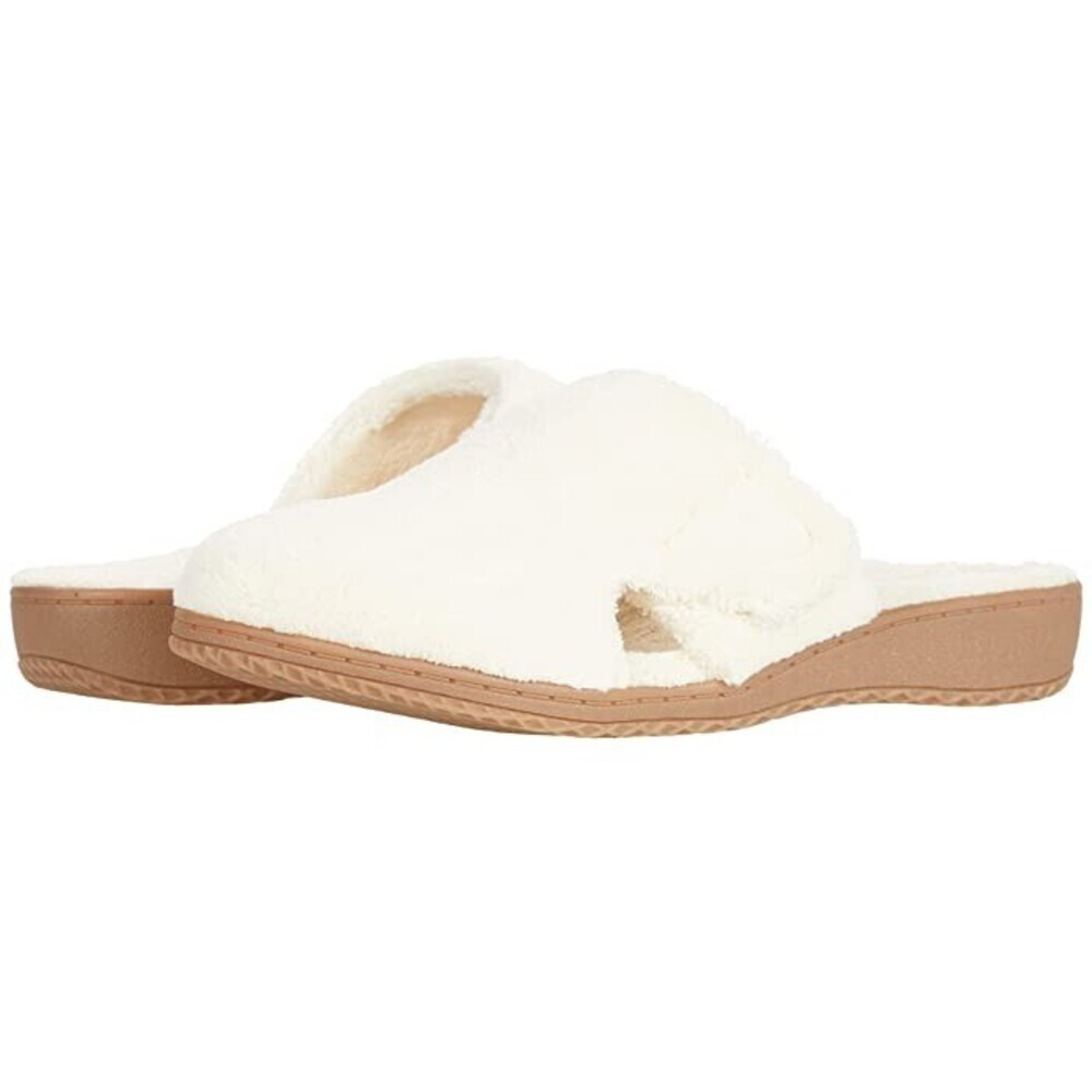 David Tate Cuddle Slipper Womens US 7 White Cozy Round Toe Slip On Mule JOBB1968